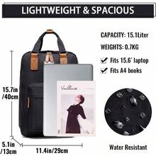 Backpack For Men Women VASCHY Lightweight Travel Back Pack Fits 15.6inch Laptop Water Resistant School Bag Casual Daypack For Teen Work/College Black