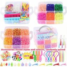 40pcs Rainbow Rubber Bands Braiding Kit, DIY Bracelet Weaving Crafts Supplies, Assorted Styles And Colors