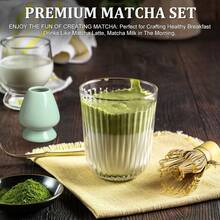 Matcha Set, Afenau 5-Piece Matcha Whisk With Shovel Strainer Matcha Spoon, Ceramic Matcha Broom Set Without Powder, Matcha Whisk, Matcha Tea Set, Matcha Tea Set Beginners - 灰色(天灰色) - 查看 5