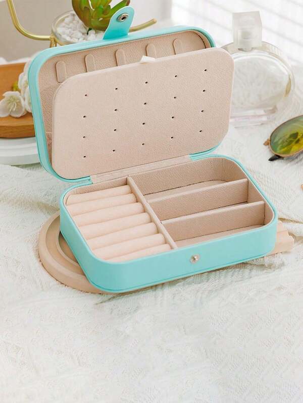 1pc Large Capacity PU Leather Jewelry Box, Multifunctional Double-Layer Jewelry Storage Box, Travel Jewelry Storage Box, Jewelry Display Box, Travel Accessories, Room Decoration Supplies, Suitable For Storing Rings, Necklaces, Pendants, Earrings, Watches, Wedding Gifts, Mother's Day Gifts, Easter Gifts.