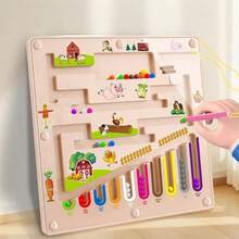 Quebra-cabeça Labirinto Magnético Colorido, Brinquedo Anti-Estresse para Crianças, Brinquedo de Classificação, Tabuleiro de Habilidades Motoras Finas, Jogo Educativo de Combinação de Cores e Contagem, Adequado para Crianças Pequenas Meninos e Meninas, Presente de Natal/Aniversário/Ano Novo (Cor Aleatória) - Multicolorido - Visão 5