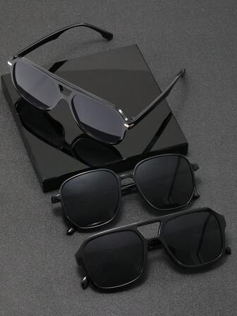 3-Pack Stylish Casual Men's Glasses, Luxury Brand Designer Eyewear, Enhances Facial Contours And Depth, Suitable For Daily Life, Beach, Driving, Camping, Fishing, Parties And Outdoor Travel, Leisure Glasses, Anti-Glare.