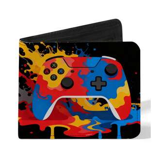 时尚青少年男孩钱包，采用耐用面料，饰有越野车、游戏、相框印花图案，拉链封口，配有零钱包、身份证窗口和信用卡槽，时尚美观的设计，适合男孩工作、旅行和出差。