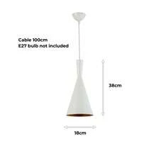 Alpinaluz Retro Industrielle Pendelleuchte mit Abat-Jour in Aluminium Blanc, Hauteur Réglable, E27.