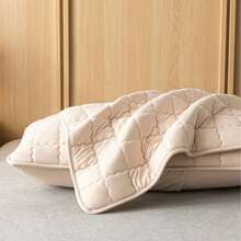 2件装防水防污防油绗缝无拉链枕套，不起球，信封式枕套，无拉链，柔软透气，防水，无异味，无噪音 - 曲線格-卡其 - 查看 16