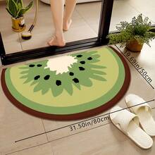 1pc Creative Half-Circle Cartoon Kiwi Printed Faux Wool Floor Mat, Soft Non-Slip Absorbent Washable Bathroom Rug, Comfortable Dirt-Resistant Doormat Carpet For Living Room, Bedroom, Kitchen, Laundry Room, Bathroom - Multicolor - View 6