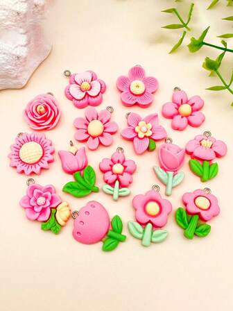 20件套优雅百搭简约玫瑰红向日葵郁金香山茶花饰品吊坠，男女皆宜，适合节日派对、日常佩戴，是万圣节、圣诞节、感恩节、生日等场合的精美礼物。