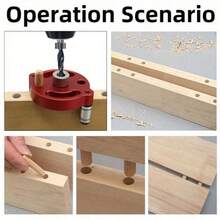 جهاز تحديد موضع الحفر للنجارة، حفر المركز الرأسي، جهاز تحديد موضع الحفر للوصلة الأسطوانية للخشب، أداة DIY، جهاز حفر وصلة لوحة الخشب الصلب - الأحمر - مشاهدة 10