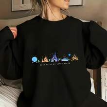 Meet Me At My Happy Place Sweatshirt, Family Vacation Shirt, Matching T-Shirt, Disneyland Sweatshirt, Vacay Shirt - 黑色 - 查看 7