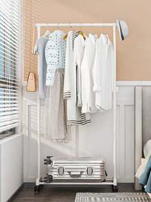 1pc Large Household Bestselling Simple Movable Coat Rack,Balcony Clothes Drying Rack,Floor Standing Storage Rack For Shoes & Hats - Multicolor - View 10