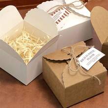 10pcs INS Style Solid White & Brown Kraft Paper Square Double-Insert Gift Boxes, Packaging Boxes, DIY Doll Gift Boxes, Candy Boxes With Hemp Rope, Suitable For Weddings, Bridal Showers, Birthdays, Christmas, New Year And Party Gift Wrapping - Multicolor - View 3