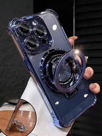 Luxury Electroplated Transparent Blue Phone Case With Magnetic Ring Holder, Shockproof, Soft Silicone Material, Compatible With IPhone 16/16E/16 Pro/16 Pro Max/16 Plus/15/14/13/12/11/X/XS/XR/8/7, Galaxy S25/S24/S23/S22/S21/A55/A54/A53/A52/A35/A34/A23/A16/A15/A14/A13/A12/A05S/FE/Ultra/4G/5G, Redmi/Honor/MOTO/OPPO/Infinix And More