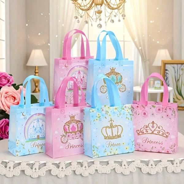 24 bolsas de fiesta con asas de príncipe y princesa como recuerdos, bolsas de dulces y regalos para fiestas de revelación de género, baby shower y bodas