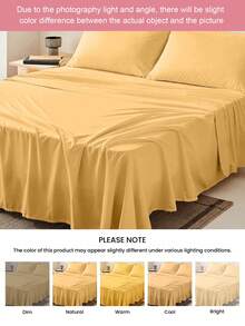 Bộ ga trải giường 100% polyester - Mềm mại & Bền chắc, Nhiều màu sắc để lựa chọn (Xanh dương, Vàng, Hồng, Xanh xám) - Có thể giặt máy, Dễ bảo quản, Ga trải giường thoải mái | Thiết kế hiện đại | Chất liệu mềm mại, đạt chứng nhận Oeko-Tex - Màu vàng trâu - Xem 8