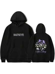 2025 Katseye Men & Women Casual Oversize Hoodies Long Sleeve Pullovers Thicken Couple Hoodie Hooded Sweater Velvet Couple Clothe |   Shark & Letter Printed Drawstring Hoodie, Casual Long Sleeve Pocket Hoodie, Sweatshirt, Women's Clothing, Machine Washable, Halloween, Christmas GiftsFashionable Women's Clothing | - 黑與白 - 查看 1