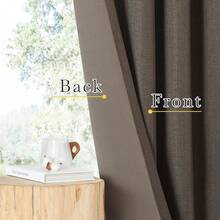 2025  Bedroom Curtains 2 Panels Sets Faux Linen Textured, Pinch Pleated Room Darkening Light/Heat Blocking Window Drapes Thermal Insulated For Living Room, Angora, W50 X L108, 2 Panels - 棕色 - 查看 7