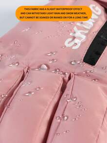 1 Pair Women's Winter Outdoor Skiing Gloves, Thickened Fleece Lining, -20°C Cold-Resistant, Touchscreen Finger Tips, Water-Resistant Fabric, Zipper Pocket On Back For Storage, Suitable For Motorcycle, Skiing And Outdoor Activities