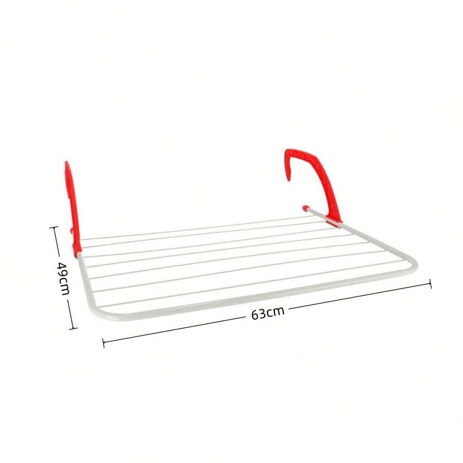 ZYLX SHOPPING - Tendedero Metálico Radiador/Balcón | 50*33 cm y 63*49 cm | Plegable con Ganchos de Plástico Resistentes - 63*49cm rojo - Ver 1