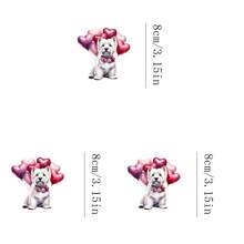 1 Stück/2 Stücke/3 Stücke Valentinstag West Highland Terrier Herz Ballon Muster Hitzeübertragungsaufkleber - gemischte Farben Vinyl Hitzeübertragungsaufkleber geeignet für T-Shirts, Jeans, Masken, Rucksäcke - DIY saisonale Dekoration, Heimdekoration, Feiertagskleidung Anpassung, Feiertagsmuster, leicht anzubringende Aufkleber, langanhaltend Heimdekoration