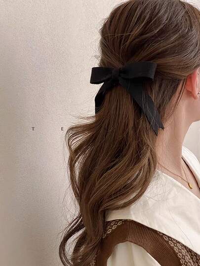 1 pieza Clip para el cabello de estilo coreano con lazo tejido, Pasador de cinta de mariposa 2025 nuevo, Accesorio para el cabello dulce y elegante