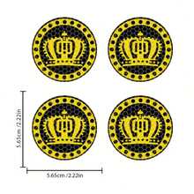 4pcs/Set Crown Pattern Car Wheel Hub Reflective Stickers - Vinyl Self-Adhesive Safety Warning Stickers, Suitable For SUV And Trucks, Fashionable Appearance Decorative Stickers, Enhance Night Driving Safety, Made Of High-Grade Reflective Vinyl Material, High Visibility In Low Light/Dark Environments, Waterproof And Weather-Resistant, Suitable For Outdoor Use, Easy To Apply On Wheel Rims - A - View 2