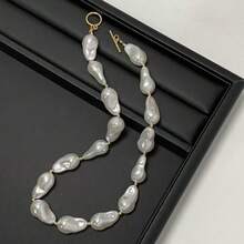 Special-Shaped Pearl Necklace Women's Personality Light Luxury High-End Sense Collarbone Chain Neck Chain Sweater Chain - 款式1 - 查看 4