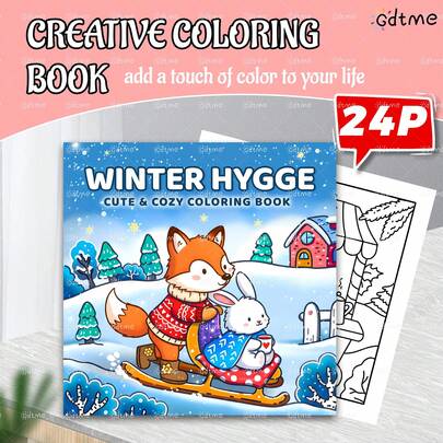 快乐冬日：可爱温馨，24页精美插图，珠光纸封面，120克厚内页，不透明且坚固耐用，圣诞节礼物、感恩节礼物、万圣节礼物、新年礼物、生日礼物、派对礼物、返校礼物、秋冬季礼物、复活节礼物，7.9*7.9英寸