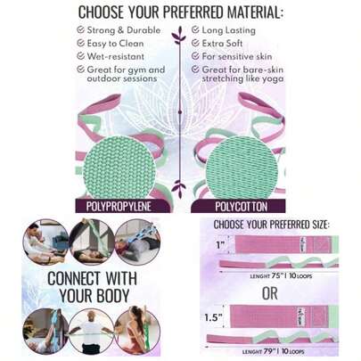 Stretching Strap Yoga Physical U2013 10 Loops U2013 Non - Elastic Leg Stretch Straps Stretching, Exercising, Pilates, Post - Injury Rehabilitation All Levels U2013 Men Women