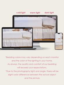 Bohemian Style Bed Skirt, Single Piece Ruffled Bed Skirt, Soft Microfiber Material, Vintage Farmhouse Design, Double Ruffled Bed Skirt, Suitable For All Seasons, Oeko-Tex Certified - White - View 7