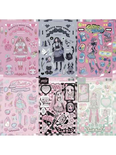 Cute Cartoon Girl Decorative Sticker Roll - DIY Decorative Tape, Suitable For Scrapbooks, Diaries And Crafts, With Adorable Cartoon Girl Characters, Self-Adhesive Decorative Stickers, Scrapbook Decorative Stickers, Cute Style Doodle Stickers