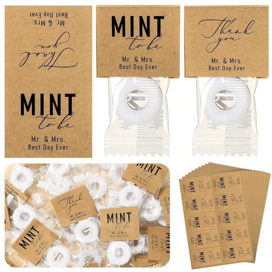 Marspark 200 Pcs Mint To Be Stickers Bulk Wedding Favors Labels Wedding Mints Stickers Bridal Shower Guests Favors Party Decorations{Inchcolor_nameinch:InchKhakiinch,Inchstyleinch:InchClassicinch} - 經典經典 - 查看 1