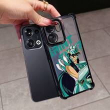 Funda de Teléfono de Lujo Creativa Estilo Anime Guerrero de Pelo Largo SHIRYU, Compatible con OPPO Reno 14, 14F, 13F, 12F, 11F, 13, 12, 11 F Pro 4G, 5G, Marco Electrochapado y Cubierta Trasera Transparente - Mezcla de colores - Ver 1