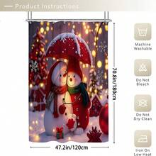 1 pièce/4 pièces Ensemble de décorations de Noël bonhomme de neige comprenant un rideau de douche imperméable avec 12 crochets, une housse de siège de toilette, un tapis de bain antidérapant et un tapis de sol en polyester lavable. Convient pour la décoration de la salle de bain, de la chambre, de la maison et du salon.