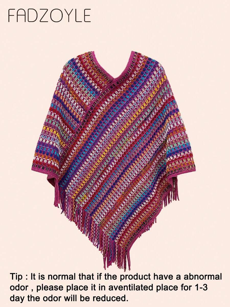 FADZOYLE 1pc Women Scarf Shawl Color Cover Up Sarong Spring And Autumn Warm Outside Vintage Bohemian Style Fashion Daily Travel Tassel Pullover Cape For Dress