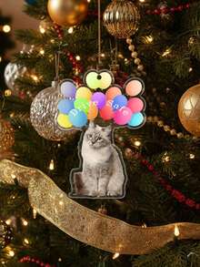 2025年个性化定制照片装饰品，亚克力气球宠物装饰，汽车挂饰，树挂家居装饰，纪念品礼物，流行节日纪念品，个性化装饰品，送给家人朋友、宠物爱好者或司机，独特的圣诞礼物，冬季交换礼物，纪念装饰品 - 貓咪氣球 - 查看 6