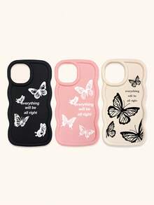 Luxury Butterfly Fashion Phone Cases Butterfly Print Matte Wave Edge 3pcs Creative Soft Case Compatible With IPhone & Galaxy Phones Spring Gift Birthday - Multicolor - View 25