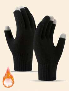 زوج من قفازات شتوية للنساء تعمل على الشاشة اللمسية، قفازات محبوكة بسيطة ودافئة