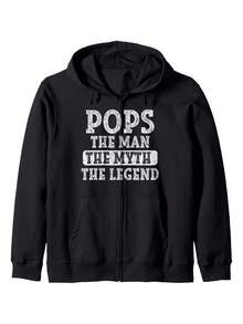 Sudadera con capucha de cremallera popular para el Día del Padre de la leyendaítica de hombres, diseño de moda de manga larga negra para hombres - Negro - Ver 1