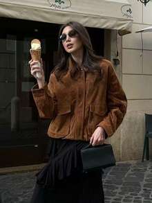 Fall Winter Bomber Jackets Women Outerwears Suede Jacket Women Streetwear Holiday Women Coats Zipper New Coats