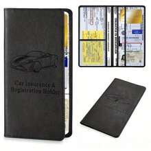 PU Leather Car Registration And Insurance Holder, Vehicle Registration And Insurance Card Holder Car, Auto Document Holder Glove Box Organizer Car Insurance Folder, Auto Glovebox Organizer Car Glove Compartment Organizer Women And Men - Pink - 黑色 - 查看 7
