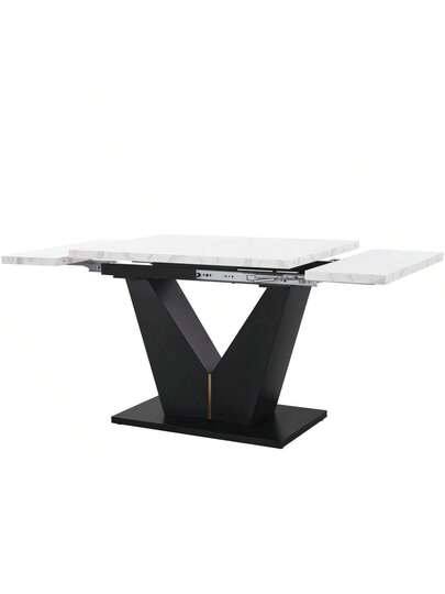 Telescopic Dining Tafel (99 159*75cm), Extendable Table, Space Saving Kitchen Large Work Surface, Flexible Home Office Living Room, Wit Shaped view 11