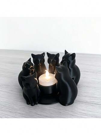 Cute Cat Shaped Candle Holder, Creates Warm Atmosphere, Desktop Craft Decor - Fashionable Living Room/Bedroom Home Decor - Decorative Candle Holder [Candles Not Included], Suitable For Living Room/Bedroom/Study, Enhances Cozy Home Ambiance