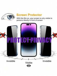 3pcs Anti-Spy Tempered Glass Screen Protector, Anti-Peeping And Anti-Spy, Scratch Resistant, Full Coverage To Protect Personal Privacy And Security Of Mobile Phones In Public Places, Compatible With IPhone 17/17 Air/17 Pro/17 Pro Max/16/16 Plus/16 Pro/16 Pro Max/15/15 Pro/15 Plus/15 Pro Max And Other Series - Black - View 4