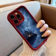 Cubierta de teléfono con diseño de castillo flotante en el cielo azul oscuro para iPhone 14 Pro Max color negro con estampado de fantasía mágica y ciudades suspendidas ideal para amantes de la fantasía y viajes a mundos imaginarios - Burdeos - Ver 6