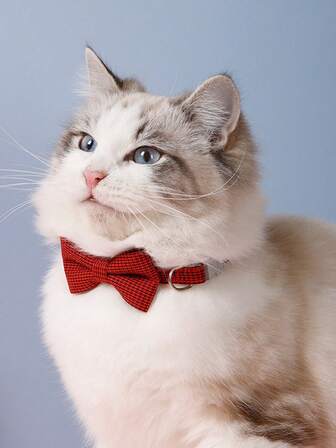 Houndstooth Bow Tie Pet Collar, Buckle Design Cat Collar, Dog Collar