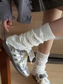 1Pair Women Mid-Calf Socks Covers , Elastic Stackable Design, Soft Warmth, Versatile Autumn And Winter Accessory, Hand Washable, Solid Color, Chic Leg Covers - Multicolor - View 12