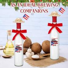 GYJ  8 Set Christmas Glass Coquito Bottles 16 Oz Clear Wine Bottles With Airtight Cap Puerto Rico Stickers Mini Straw Hats And Red Ribbon For Vanilla Extract Homemade Brewing Beverages Liqueur150 - Nhiều màu - Xem 3