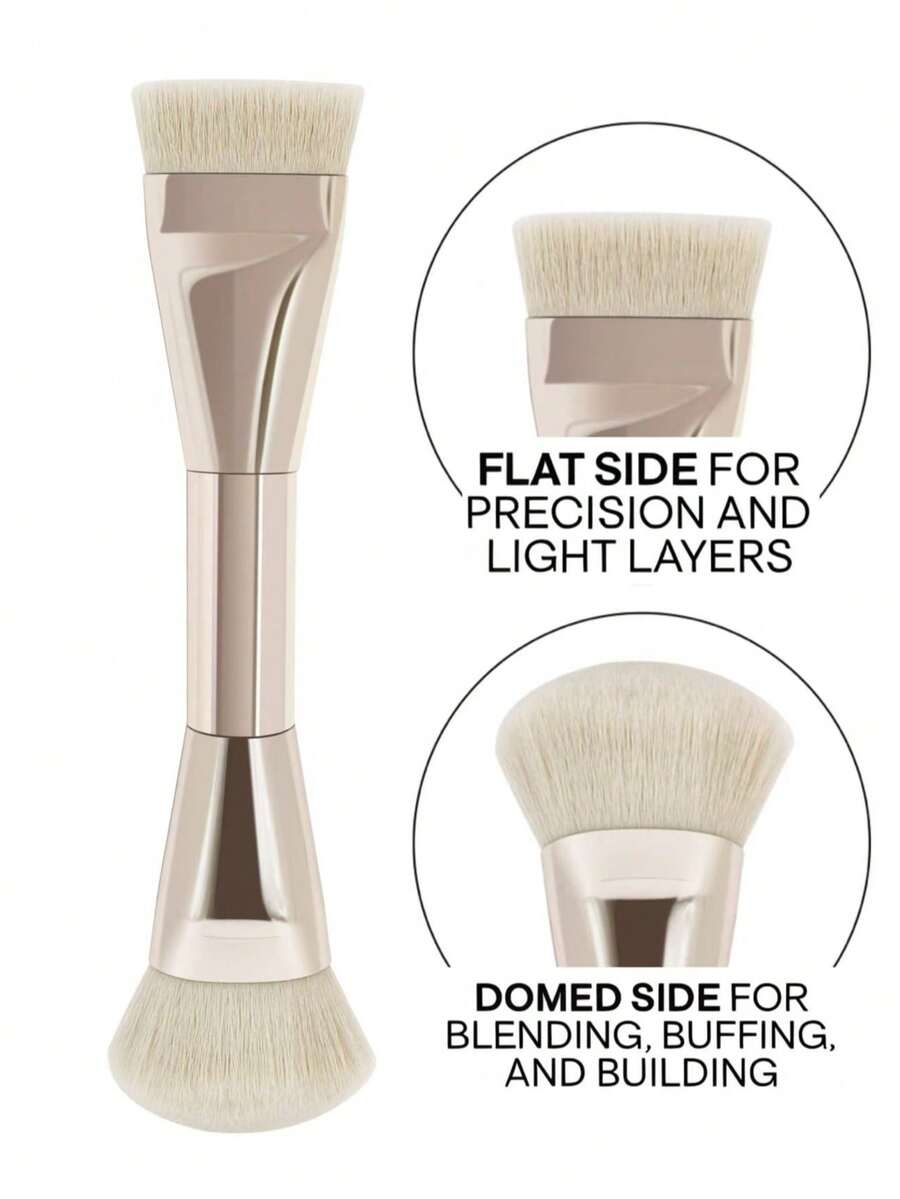 1 Peça Pincel de Base Dupla, Pincel de Base Angulado Multifuncional, Pincel de Base Fino e Plano, 100% Material, Ferramenta de Maquiagem Essencial para Mulheres, Pincel de Base, Pincel Corretivo, Pincel Blush, Pincel Contorno, Pincel Blush, Pincel Bronzer, Pincel Pó, Pincel de Base, Pincel Blush