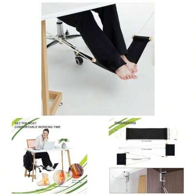 DMcore Canvas Foot Rest Hammock, Adjustable Foot Rest Stand Under Desk Home Office U2026 Black