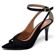 Women's Sandals With Thin Medium Heel And Leaf Toe - 黑色 - 查看 6